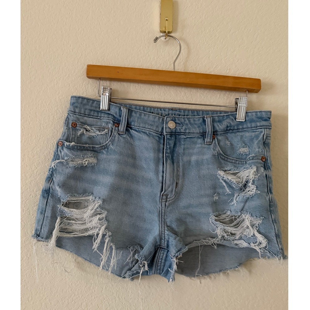 American Eagle Women's Blue Distressed High Rise Perfect Shortie Size 8 Festival